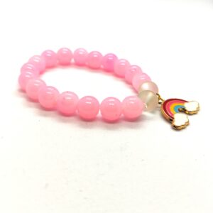 Kunzite crystal bracelet with rainbow charm