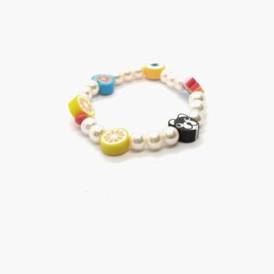 Cute Candy Color Acrylic Colorful Pearls Bracelets For Women Girls Fruit Letter Bangle Bracelets Set Kid Jewelry Gift