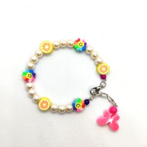Chain Cute Candy Color Acrylic Colorful Pearls Bracelets For Women Girls Fruit Letter Bangle Bracelets Set Kid Jewelry Gift with charm