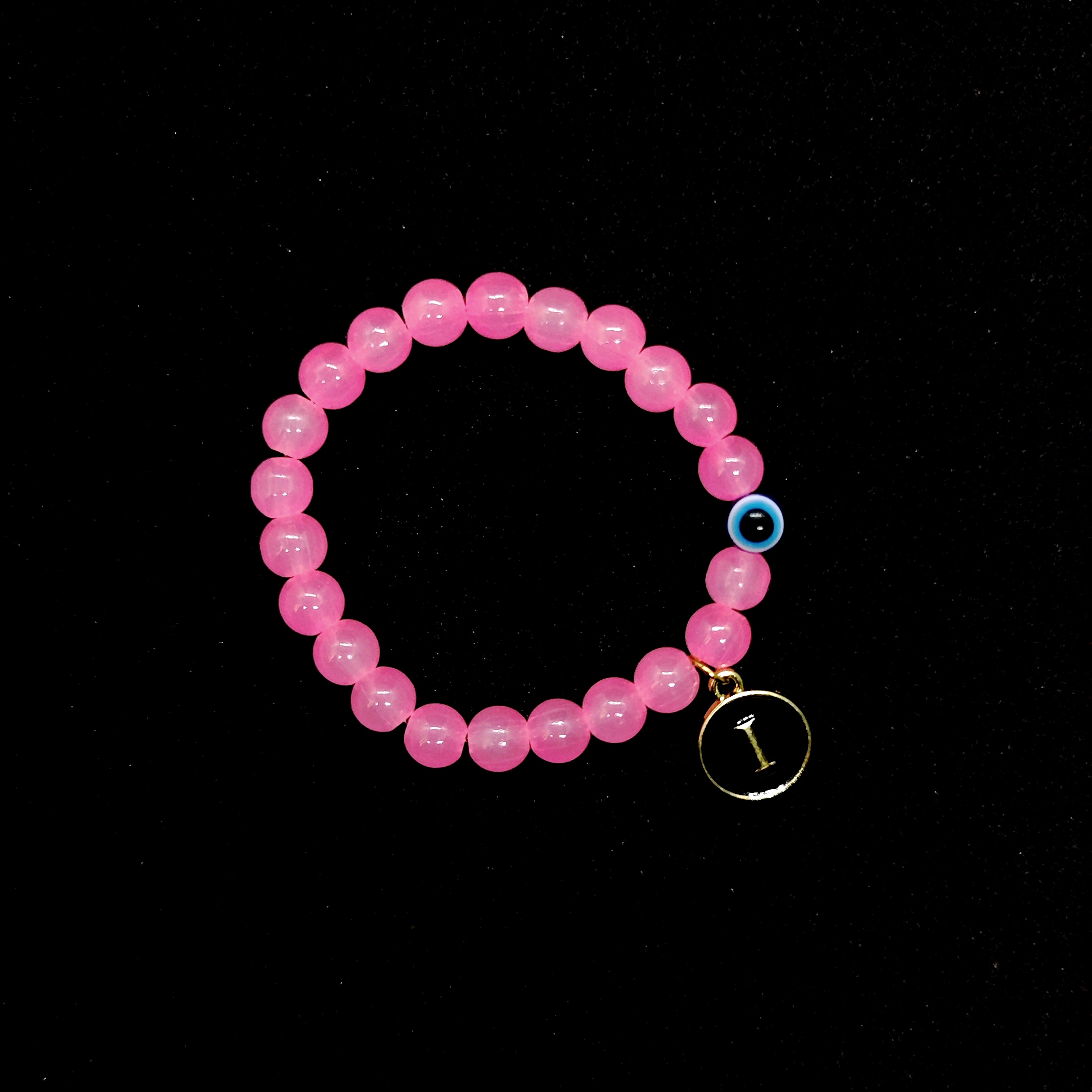 Crystu Natural Rose Quartz Bracelet Evil Eye Bracelet Crystal Stone 8mm Round Bead Bracelet for Reiki Healing and Crystal Healing Stone With Customised Letter - Image 5
